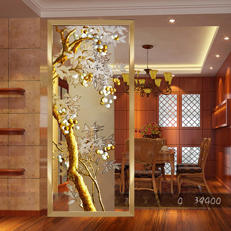 Art glass screen partition wall parking wall parlour hallway decorated sculpture double side light transmitting simple recruitment tree