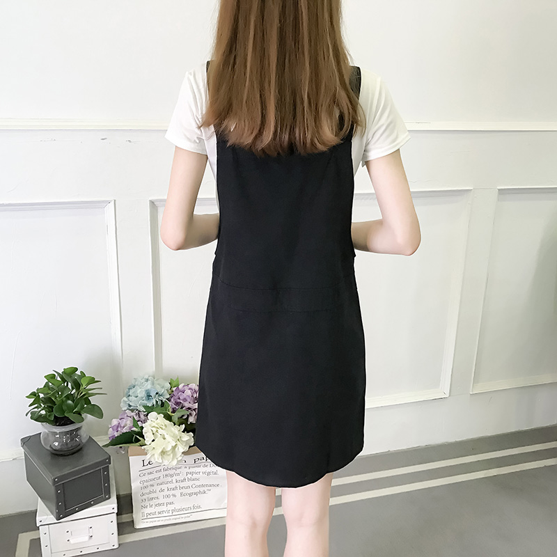 Mùa hè mới trường gió ngọt ngào dây đeo váy hoang dã đơn giản loose dress học sinh trung học thêu váy 2018 	váy nịt eo	