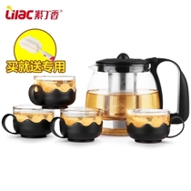 Lilac heat-resistant glass teapot stainless steel filter tea maker flower teapot household tea set bubble teapot