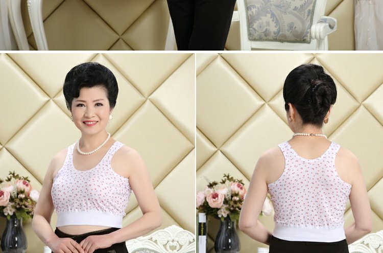 Áo nỉ cotton dành cho phụ nữ trung niên và tuổi già cộng với áo phao rộng kích cỡ lớn cho mẹ. áo lót nam tay ngắn