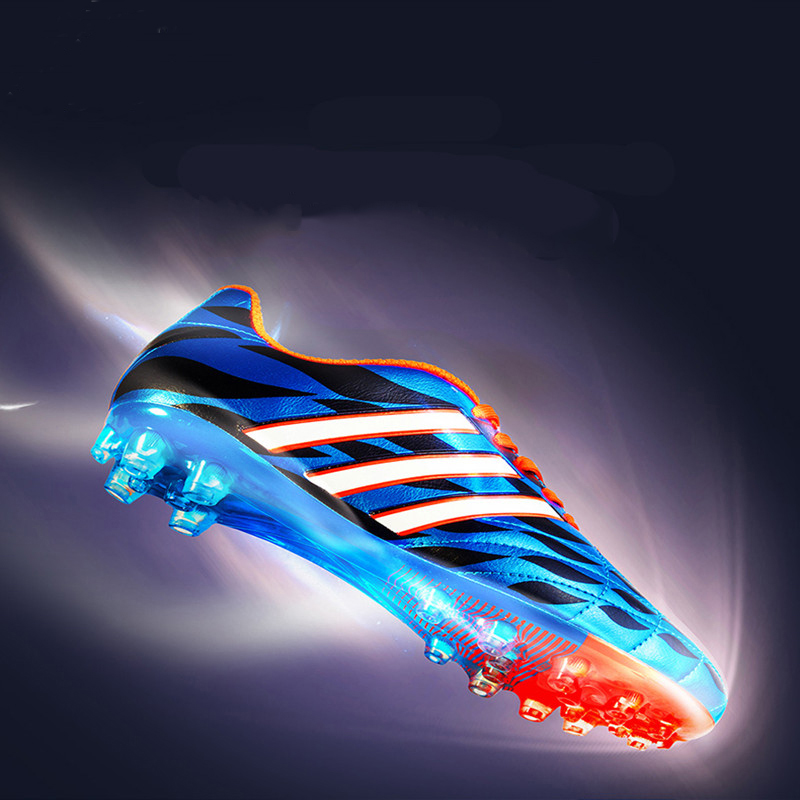 Football shoes Messi long nail crystal nail transparent bottom AG long nail falcon male and female child crushed nails tf student training shoes 