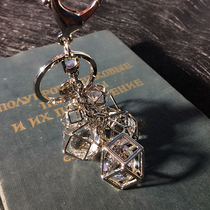Geometric keychain female ins Net red small and exquisite simple personality key chain crystal bag pendant hipster