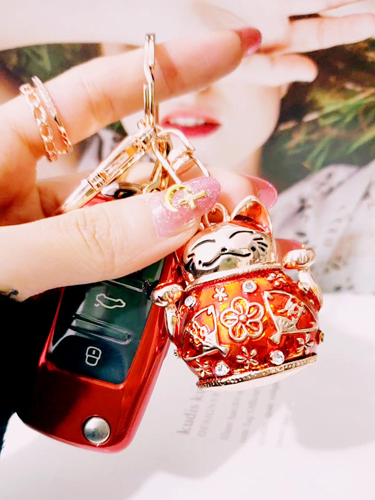 Lucky cat keychain bag Foss speed Teng Lang Yilang line golf 6 all-inclusive car key shell cover car female