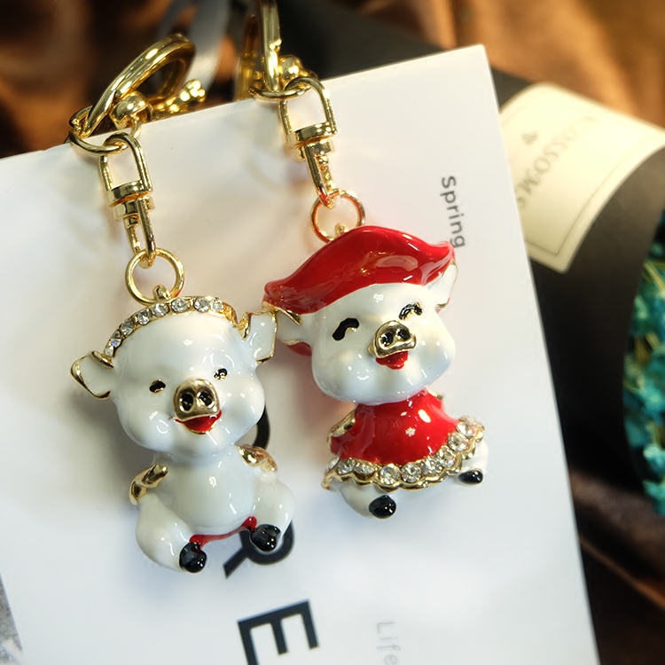 Korean Crystal Lovely Zodiac Pig Keychain Car Keychain Keychain Woman Hanging Gift