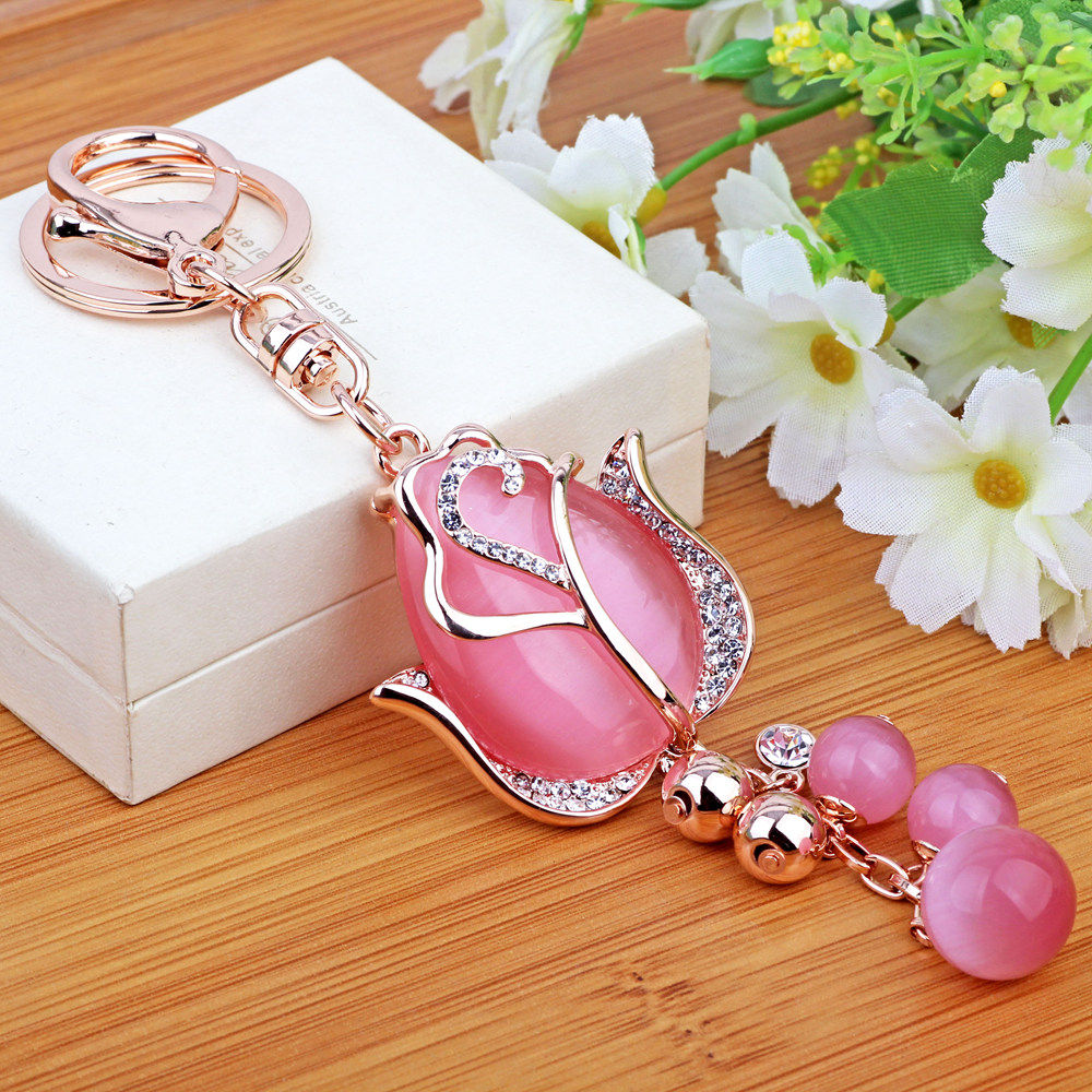 Personality creative bag hangs tulip car keybuckle female elaborate keycosphere hanging goddess gift