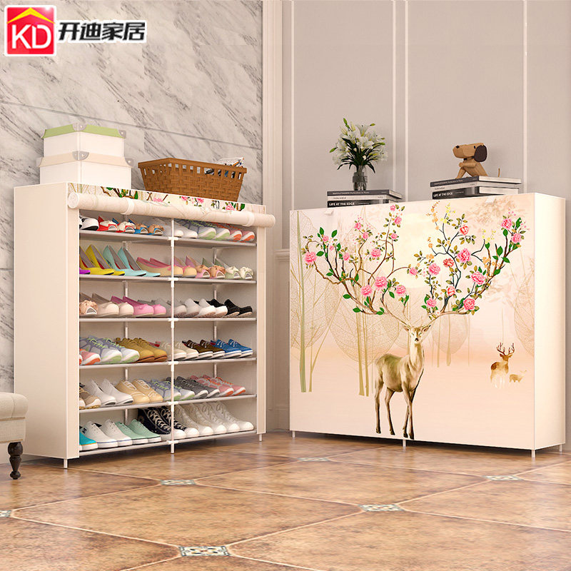 Home economical fabric shoe cabinet simple single and double row dustproof storage multi-layer assembled shoe shelf dormitory space saving