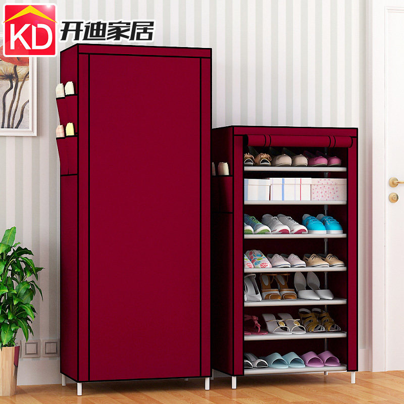 With zipper cloth cover dust-proof shoe rack home indoor good-looking Oxford cloth simple multi-layer economical storage cloth shoe cabinet