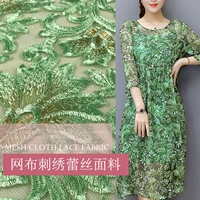 Летняя кружевная зеленая ткань, кружевное свадебное платье, с вышивкой