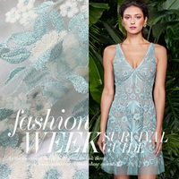 Кружевная свежая ткань, платье в форме цветка, с вышивкой