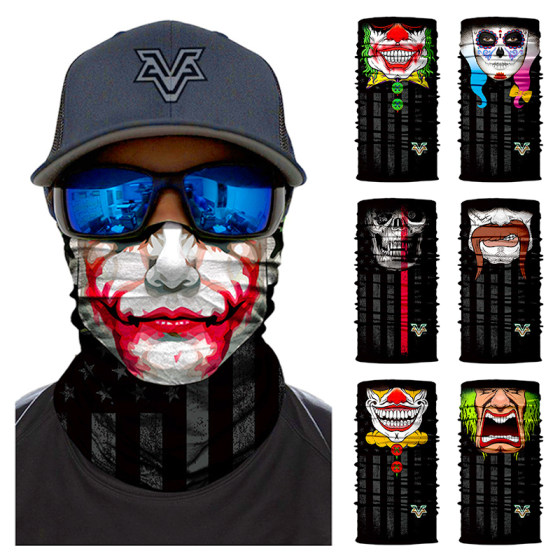 New product clown skull sunscreen bearded 3D outdoor magic headscarf riding locomotive sports face scarf for men and women masks