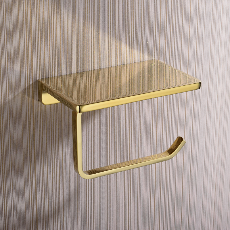 Full copper European-style solid gold flat paper towel rack Makeup Room Drum Toilet Paper Rack Wash Toilet Removable Toilet Paper Shelf