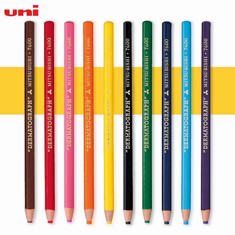 Summer Flag Office) Japan Mitsubishi Pencil 7600 Rolls Toilet Paper Oily wire Grease Pen Metal Oily Hand Ripping Rolls Toilet Paper Wax Pen 12 Color for writing negatives leather glass
