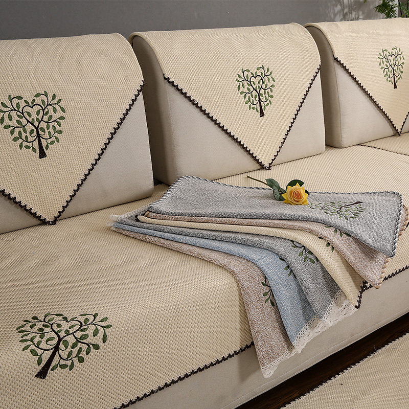 Winter cotton and linen sofa cushion four seasons universal fabric simple modern cushion non-slip living room sofa cover towel custom