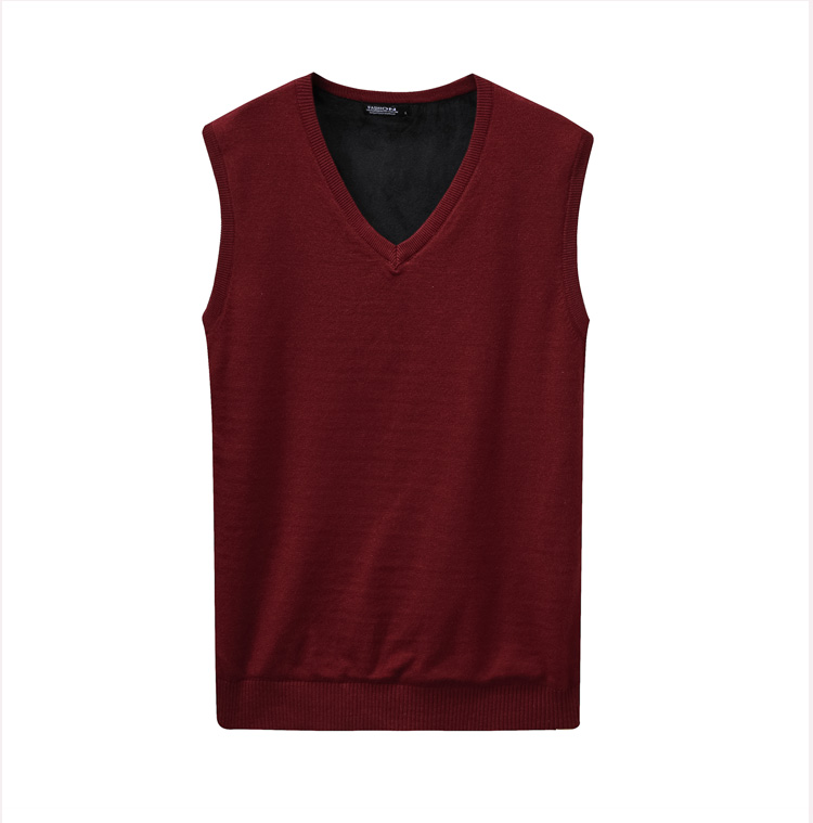 Mùa đông cộng với nhung dày ấm áp áo len nam vest cổ chữ V nam áo len vest không tay nam tự tu vest nam hàn quốc