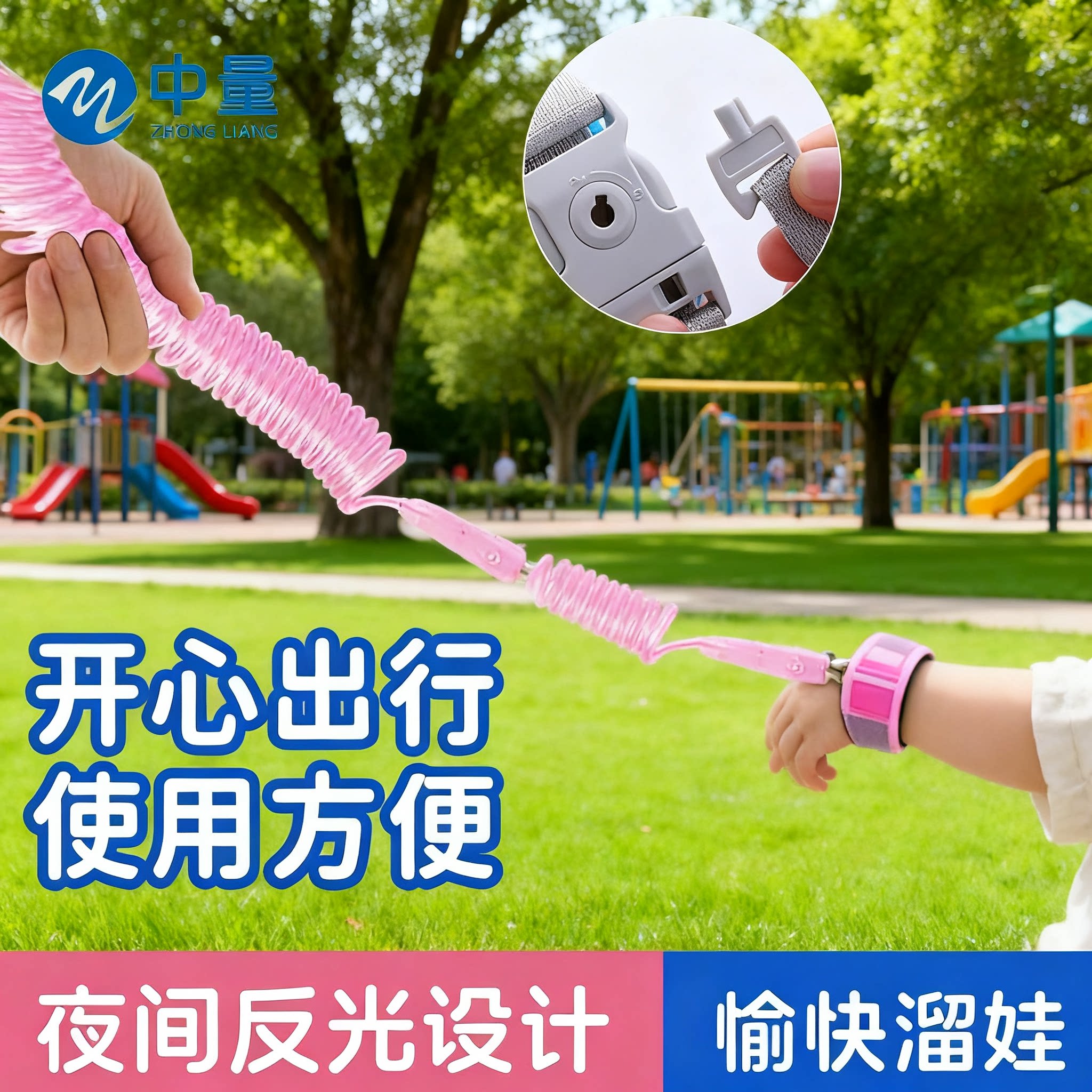 儿童防走丢牵引绳宝宝防走丢一拖二遛娃防丢绳防丢防走失安全手环