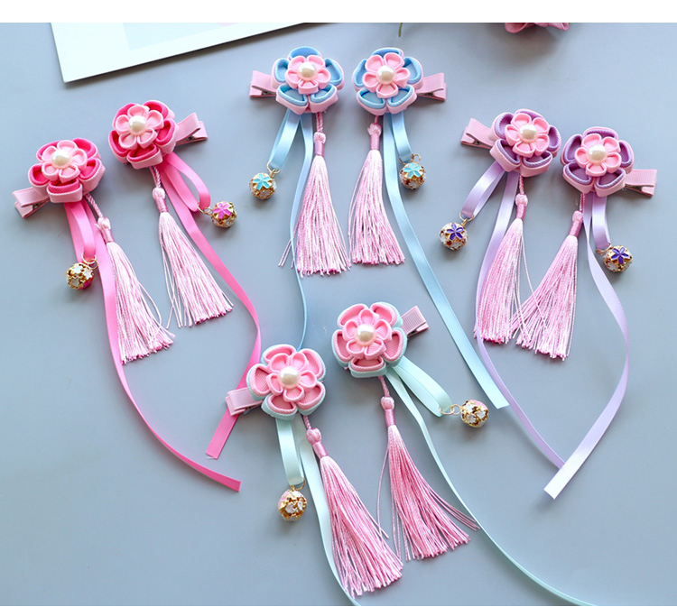 Cô gái Hanfu phụ kiện tóc kẹp tóc cổ gió trẻ em quần áo anh đào tua rua phụ kiện tóc gần đây