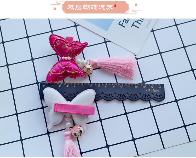 Cô gái retro quần áo trẻ em nữ lụa hoa anh đào hoa Tang trang phục phụ kiện tóc cổ tua kẹp tóc kiểu Trung Quốc clip trẻ em kẹp càng cua