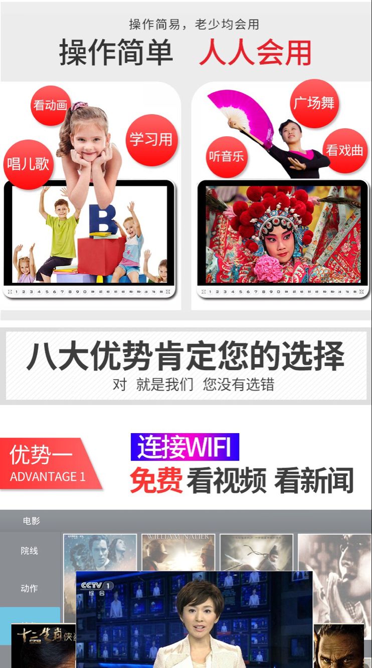 Máy xem Yushchenko 15 inch HD mạng TV dvd ông già nhảy vuông nhảy video WIF đa chức năng - Trình phát TV thông minh phat wifi