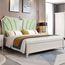  Hong Kong-style light luxury beech solid wood bed 1 8 meters model master bedroom furniture simple modern fashion double bed