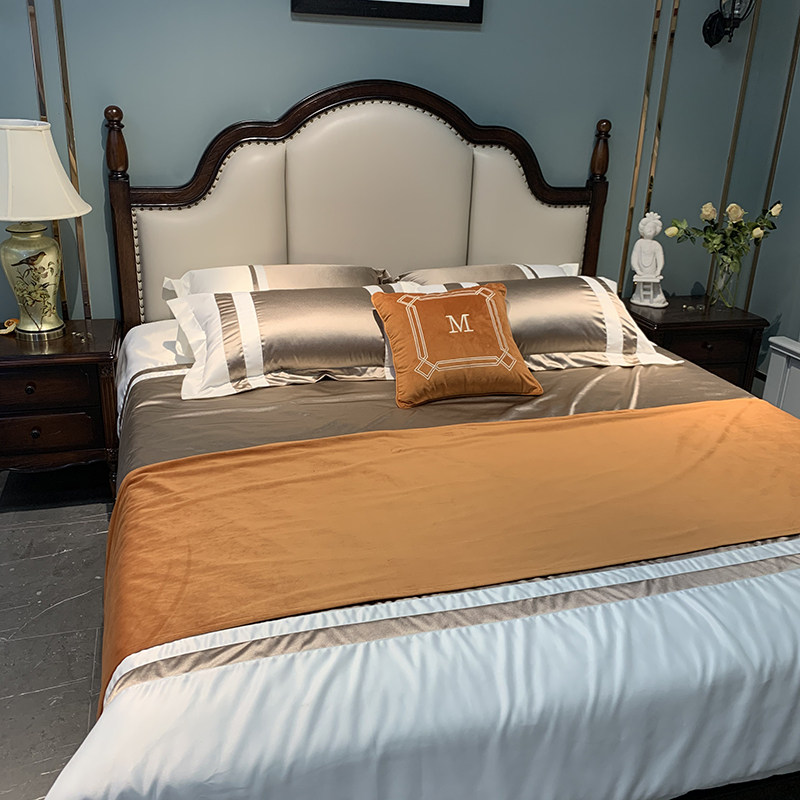 American - style wood bed Pneumatic storage high - box pneumatic hydraulic belt to accommodate small household multi - function box bed