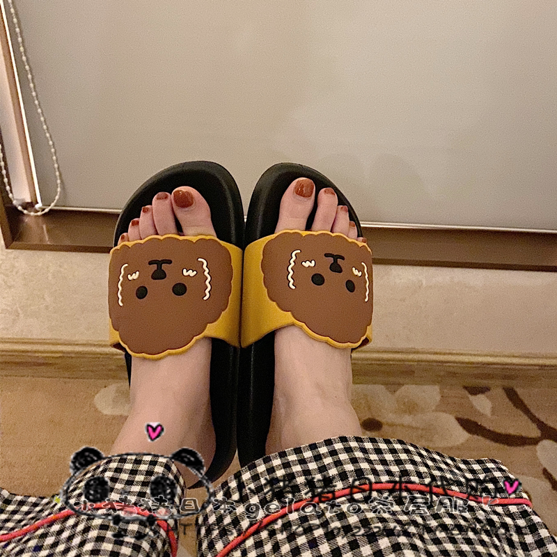 Japanese Gelato Cute Cartoon Slippers Female Summer Flat Outside Wearing Indoor Non-slip Bath Students Ins Wind and Drag