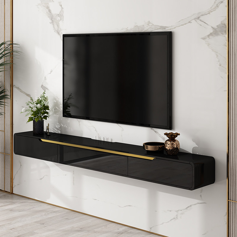 Suspended TV cabinet modern minimalist light extravagant wall-mounted hanging wall hanging cabinet for small family type hanging living-room shelf ultra narrow