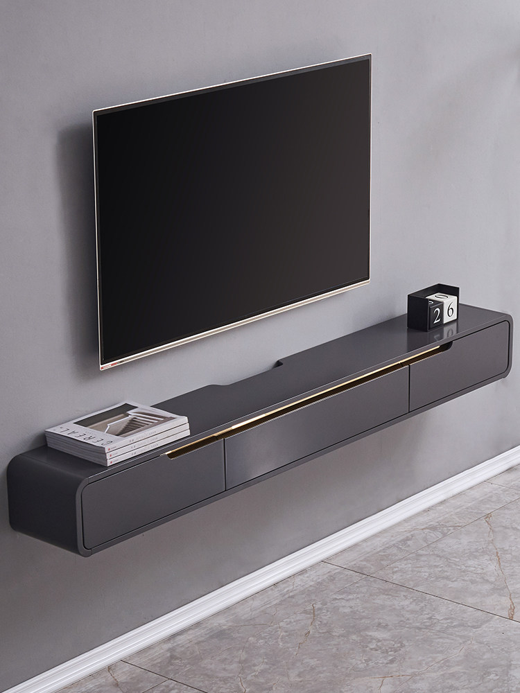 Modern minimalist hanging wall-mounted TV cabinet ultra-narrow light luxury small apartment living room bedroom wall-mounted shelf wall cabinet