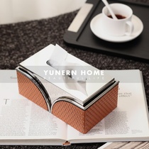 Modern golden leather tissue box paper box decoration negotiation table tea room homestay model room soft decorations
