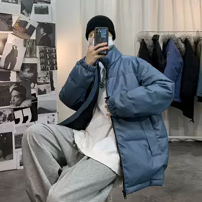 Leather down jacket men's short style brand Hong Kong style 2020 new students autumn and winter pu disposable loose jacket