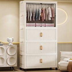 Double-Door Children's Simple Wardrobe Bedroom Clothes Storage Cabinet Home Infant Small Wardrobe No-Installation Storage Cabinet