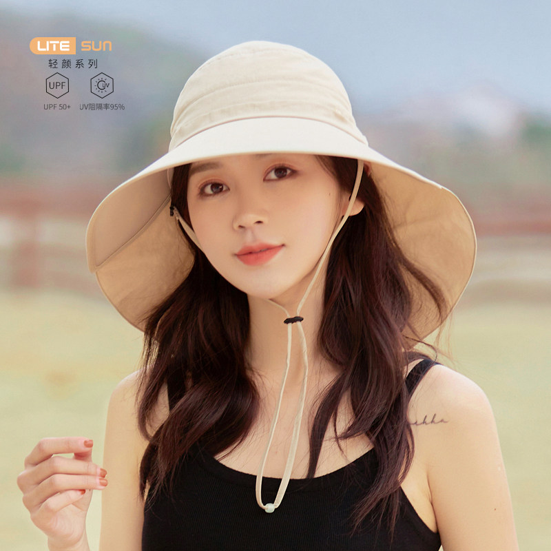 Fancet empty top sun hat female summer big brim anti-UV sun hat outdoor travel tie ponytail sun hat
