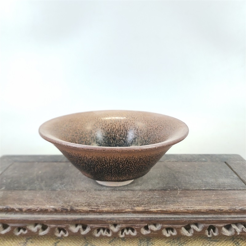 ☆唐物古玩古董☆宋時代 建窯 兔毫 天目茶碗 収納、箱付き（天目