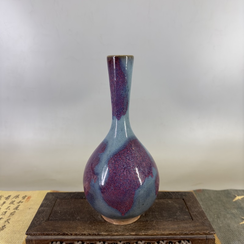 流】中国古玩 元鈞窯 花瓶 高30.5cm CB524