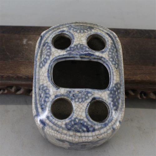 Сине-белый антикварный фарфоровый держатель для ручек