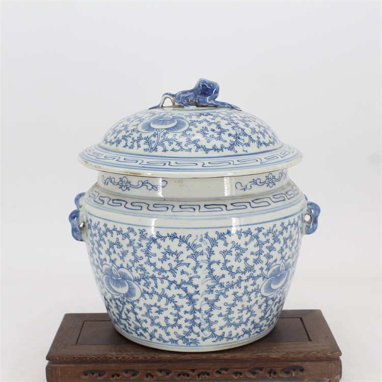 骨董品   元青花纏枝蓋缶 骨董品 元青花纏枝蓋缶