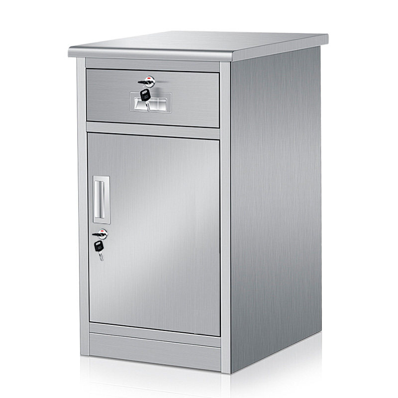 Thickened 304 stainless steel storage cabinet File cabinet Data office file cabinet One bucket one door mobile bed low cabinet