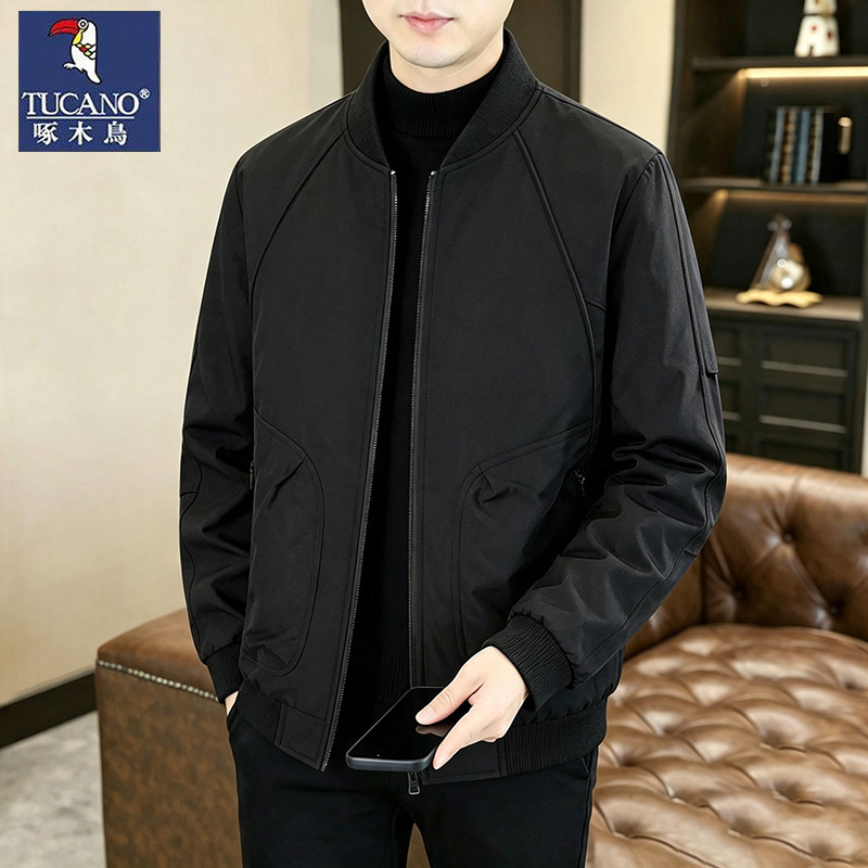 Woodpecker Men's Jacket Autumn New Baseball Collar Solid Color Pilot Commuter Casual Windproof Spring and Autumn Jacket for Men Woodpecker Men's Jacket Autumn New Baseball Collar Solid Color Pilot Commuter Casual Windproof Spring and Autumn Jacket for Men
