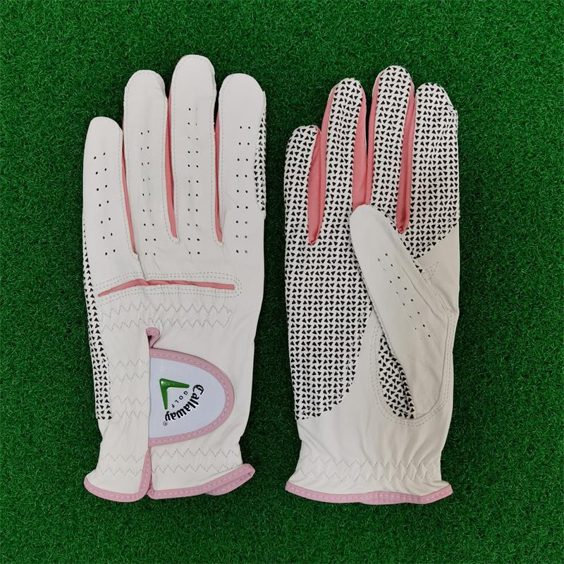 Golf Glove Women's Hands Lamb Leather Anti Slip Finger Protective Sleeves Golf Supplies Breathable Comfort Durable Genuine Leather
