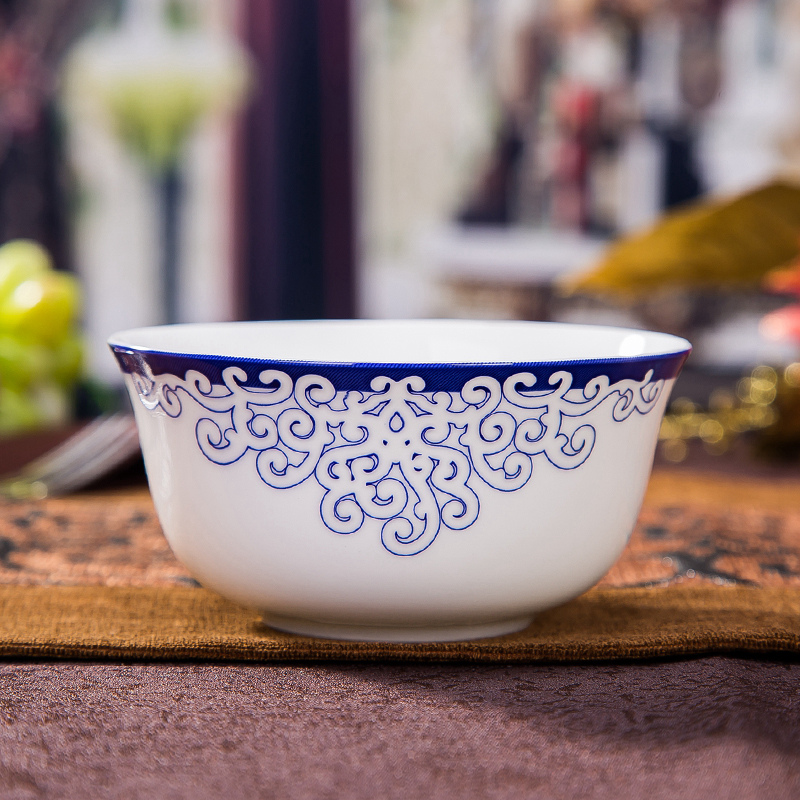 Gardenia household ipads porcelain tableware suit Chinese bowl dish dish run small blue - and - white bowl dish of healthy environmental protection