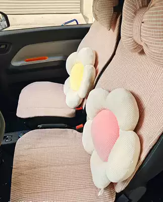 Simple Japanese cotton women's car cushion cotton linen Four Seasons universal breathable car seat cushion detachable two-piece back cushion