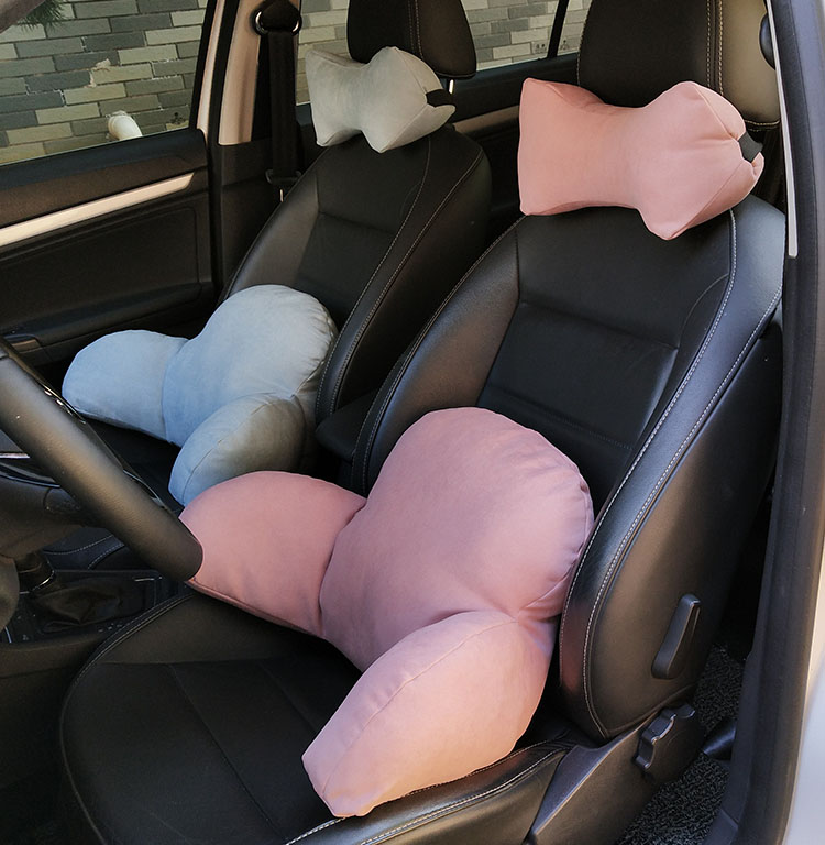 Japanese-style car lumbar support cotton and linen enlarged lumbar pillow office chair back cushion headrest memory foam neck pillow