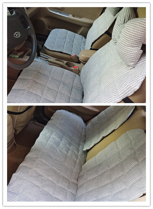 Day Style Autumn Winter Warm Thickening Car Cushion Cover Backrest Cushion Universal Two-piece All-cotton Striped Seat Car Mat