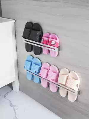 Punch-free dressing room slippers hanger bathroom wall Wall multi-layer shelf door rear hanging shoe rack saves space