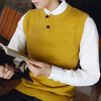 Áo vest nam mùa thu không tay mới phiên bản Hàn Quốc của chiếc áo len cổ tròn tự trồng áo len cổ lọ đồ vét nam
