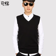 Áo len nam mùa thu và đông nam Phiên bản Hàn Quốc áo len không tay cổ chữ V Áo len mỏng cotton ấm áp vest vest nam