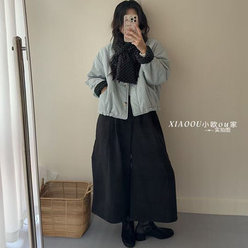 Autumn and winter korean style round neck cotton jacket with scarf Autumn and winter korean style round neck cotton jacket with scarf