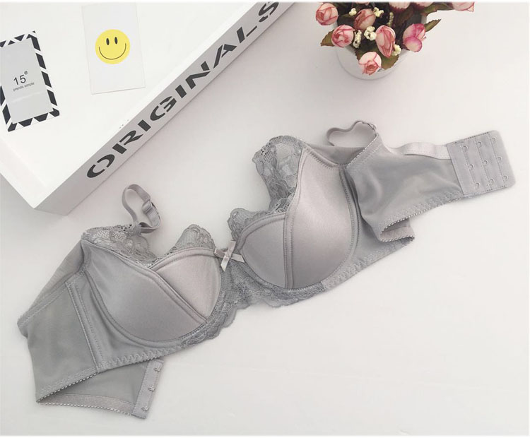 Kích cỡ lớn áo ngực mỏng phần ren gợi cảm màu rắn tập hợp điều chỉnh loại đồ lót B cup C cup D cup nhỏ bra - Áo ngực không dây quần lót áo dài mỏng