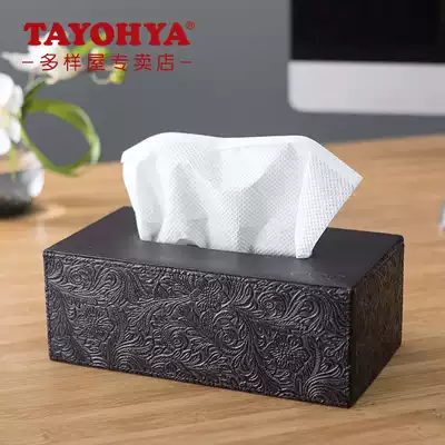 TAYOHYA multi House embossed tissue box retro high grade PU leather car napkin box desktop sanitary paper box Special
