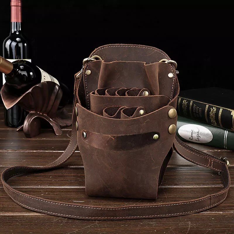 Crazy horse leather backpack scissors bag hair stylist waist bag management tool bag special haircut leather messenger leather shoulder bag