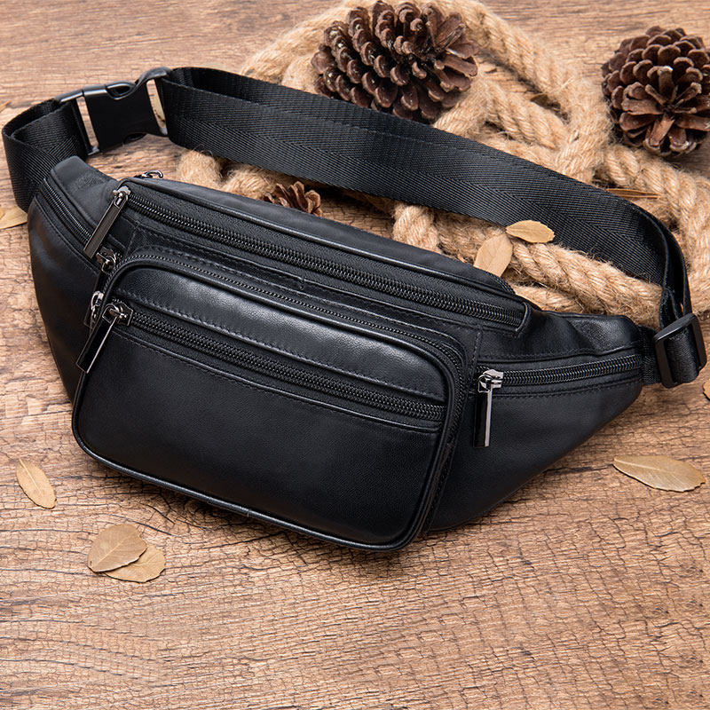 Sheepskin Casual Waist Bag Small Bag Men's Leather Bag Multifunctional Bag Men's Messenger Bag Harley Knight Large Capacity